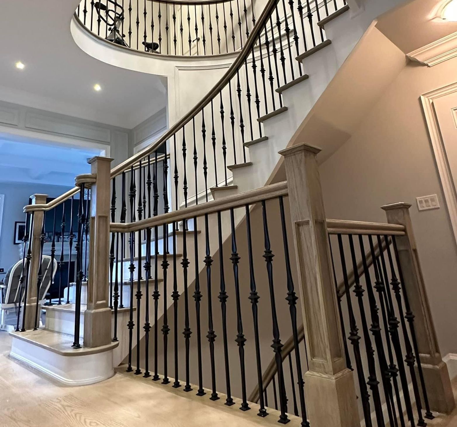 Wood staircase and flooring