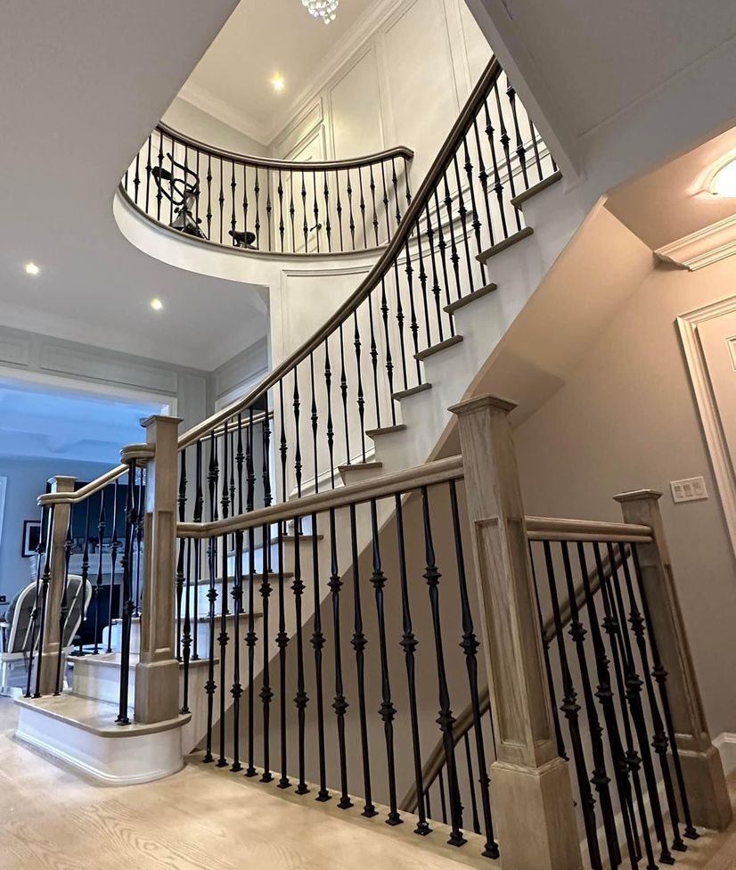 Wooden staircase and flooring